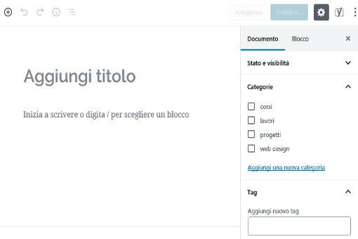 Immagine creazione articoli in WordPress