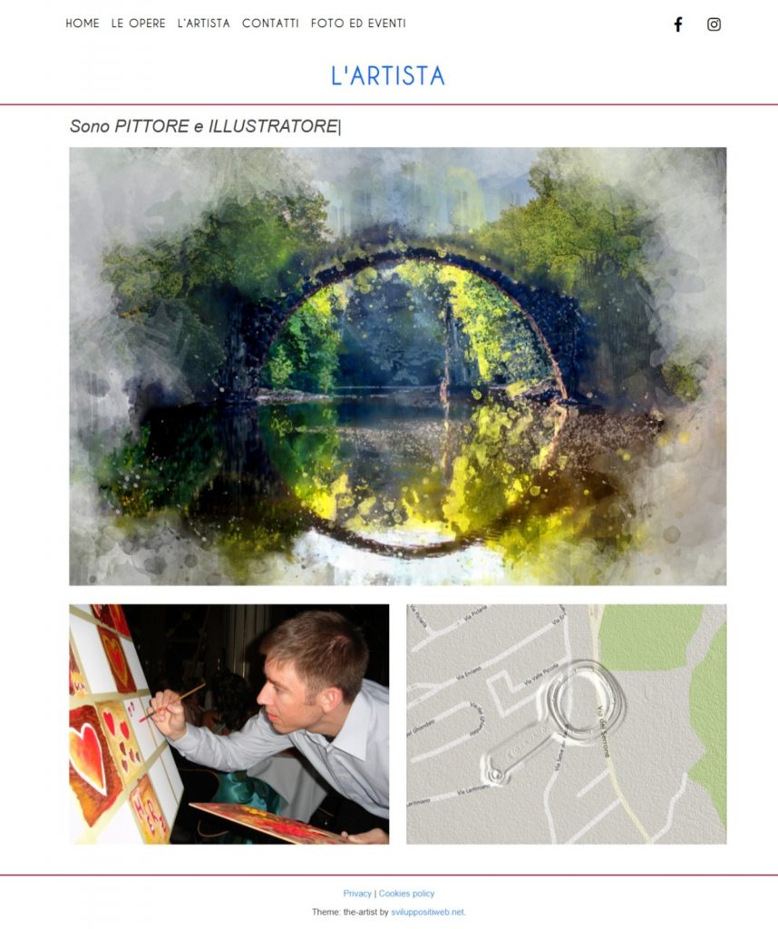 Homepage del tema THE_ARTIST per il blog di un artista